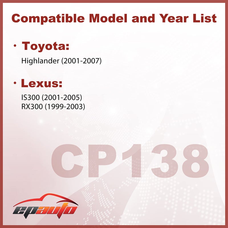 EPAuto CP138 (CF10138) Cabin Air Filter with Activated Carbon Replacement for Toyota Highlander (2001-2007), Lexus IS300 (2001-2005), RX300 (1999-2003) - Image 2